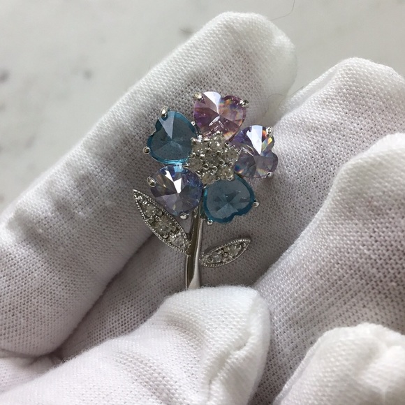 Sale $34 Firm! Sterling Silver Multi Color Cz Flower Pin - Picture 14 of 17